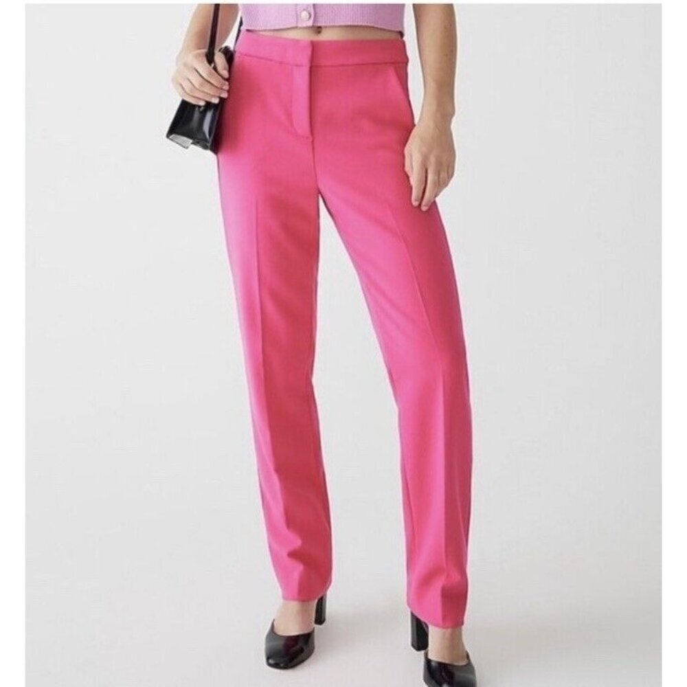 J Crew Kate Linen Blend Pants Sz 8 Petite Straight Leg Stretch NEW Pink 8P